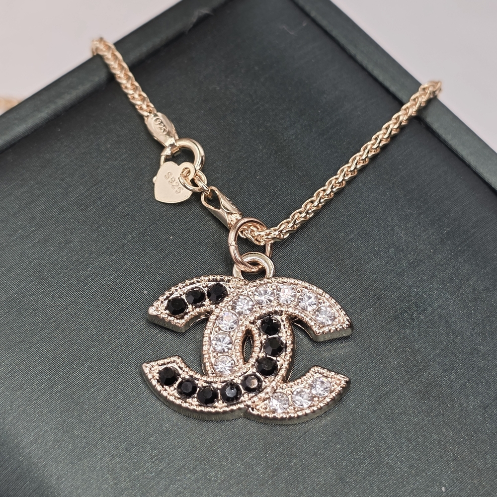 CHANEL Gold and Black Crystal Necklace